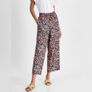 Tommy Hilfiger Women's Floral-Print Wide-Leg Pull-On Pants Size M